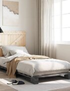 vidaXL Рамка за легло с табла сива 90x200 см борово дърво масив