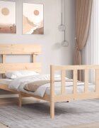 vidaXL Рамка за легло с табла Small Single дърво масив