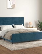 vidaXL Рамка за легло с табла тъмносиня 180x200 см кадифе
