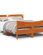 vidaXL Рамка за легло с табла восъчнокафяв 150x200 см бор масив