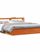 vidaXL Рамка за легло с табла восъчнокафяв 180x200 см масивно дърво