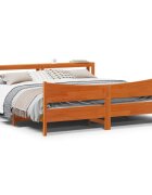 vidaXL Рамка за легло с табла восъчнокафяв 200x200 см бор масив