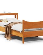 vidaXL Рамка за легло с табла восъчнокафяв 75x190 см бор масив