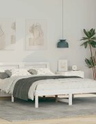 vidaXL Рамка за легло с таблото Бяло 120 x 190 cm Солидно борово дърво