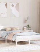 vidaXL Рамка за легло с таблото Бяло 120 x 190 cm Солидно борово дърво