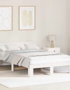 vidaXL Рамка за легло с таблото Бяло 120 x 190 cm Солидно борово дърво