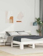 vidaXL Рамка за легло с таблото Бяло 135 x 190 cm Солидно борово дърво