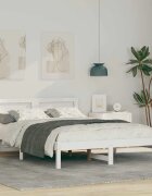 vidaXL Рамка за легло с таблото Бяло 140 x 190 cm Борово дърво масив