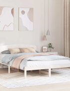 vidaXL Рамка за легло с таблото Бяло 140 x 200 cm Солидно борово дърво