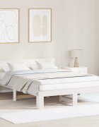 vidaXL Рамка за легло с таблото Бяло 140 x 200 cm Солидно борово дърво