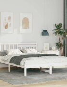 vidaXL Рамка за легло с таблото Бяло 150 x 200 cm Солидно борово дърво