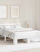 vidaXL Рамка за легло с таблото Бяло 150 x 200 cm Солидно борово дърво
