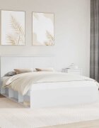 vidaXL Рамка за легло с таблото Бяло 160 x 200 cm Солидно борово дърво