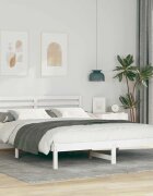 vidaXL Рамка за легло с таблото Бяло 160 x 210 cm Солидно борово дърво