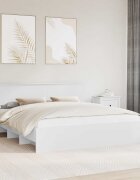 vidaXL Рамка за легло с таблото Бяло 180 x 200 cm Инженерна дървесина