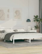 vidaXL Рамка за легло с таблото Бяло 180 x 200 cm Солидно борово дърво