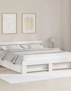 vidaXL Рамка за легло с таблото Бяло 180 x 200 cm Солидно борово дърво
