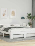 vidaXL Рамка за легло с таблото Бяло 180 x 200 cm Солидно борово дърво