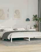 vidaXL Рамка за легло с таблото Бяло 200 x 200 cm Солидно борово дърво