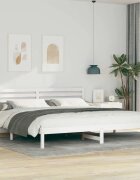 vidaXL Рамка за легло с таблото Бяло 200 x 220 cm Солидно борово дърво