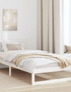 vidaXL Рамка за легло с таблото Бяло 75 x 190 cm Солидно борово дърво