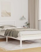 vidaXL Рамка за легло с таблото Бяло 90 x 220 cm Солидно борово дърво