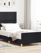 vidaXL Рамка за легло с таблото Черно 100 x 200 cm текстил