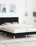 vidaXL Рамка за легло с таблото Черно 120 x 190 cm Текстил