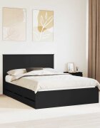vidaXL Рамка за легло с таблото Черно 140 x 190 cm Инженерна дървесина