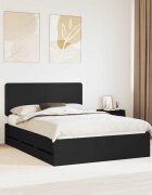 vidaXL Рамка за легло с таблото Черно 140 x 190 cm Инженерна дървесина