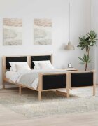 vidaXL Рамка за легло с таблото Черно 140 x 190 cm текстил