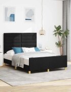 vidaXL Рамка за легло с таблото Черно 140 x 200 cm текстил