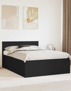 vidaXL Рамка за легло с таблото Черно 150 x 200 cm Инженерна дървесина