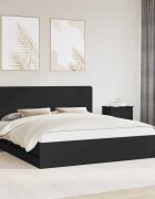 vidaXL Рамка за легло с таблото Черно 180 x 200 cm Инженерна дървесина