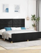 vidaXL Рамка за легло с таблото Черно 200 x 200 cm текстил