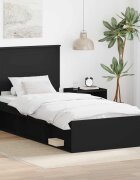 vidaXL Рамка за легло с таблото Черно 75 x 190 cm Солидно борово дърво