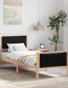 vidaXL Рамка за легло с таблото Черно 75 x 190 cm текстил