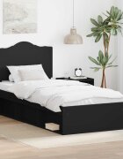 vidaXL Рамка за легло с таблото Черно 90 x 190 cm Солидно борово дърво