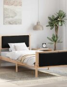 vidaXL Рамка за легло с таблото Черно 90 x 200 cm текстил