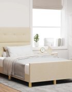 vidaXL Рамка за легло с таблото Крем 120 x 190 cm текстил
