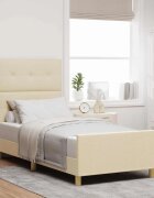 vidaXL Рамка за легло с таблото Крем 90 x 190 cm текстил
