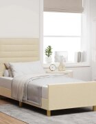 vidaXL Рамка за легло с таблото Крем 90 x 200 cm текстил