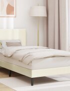 vidaXL Рамка за легло с таблото Кремаво 90 x 190 cm Кордюрова тъкан