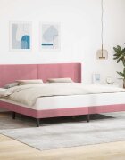 vidaXL Рамка за легло с таблото Розово 200 x 200 cm Кадифе