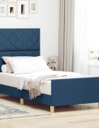 vidaXL Рамка за легло с таблото Синьо 100 x 200 cm текстил
