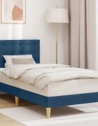 vidaXL Рамка за легло с таблото Синьо 100 x 200 cm Текстил