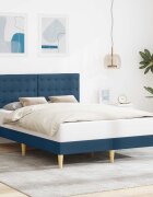 vidaXL Рамка за легло с таблото Синьо 120 x 190 cm Текстил