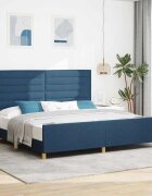 vidaXL Рамка за легло с таблото Синьо 200 x 200 cm текстил