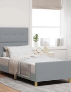 vidaXL Рамка за легло с таблото Светлосиво 90 x 200 cm текстил