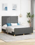 vidaXL Рамка за легло с таблото Тъмен сив 137 x 190 cm текстил